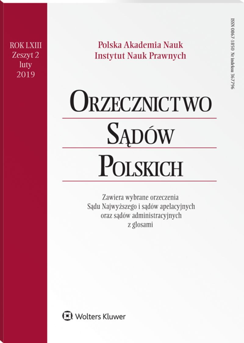 Orzecznictwo Sądów Polskich - Nr 2/2019