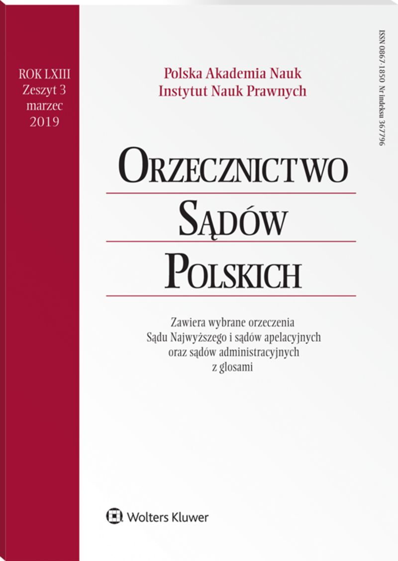 Orzecznictwo Sądów Polskich - Nr 3/2019