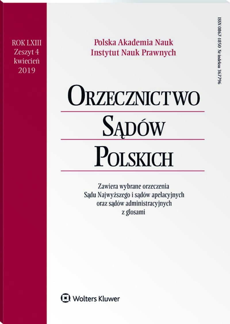 Orzecznictwo Sądów Polskich - Nr 4/2019