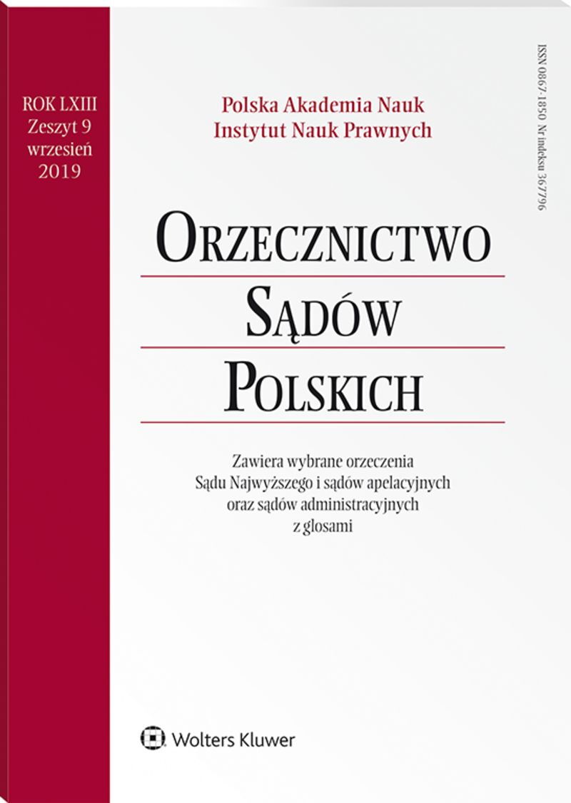 Orzecznictwo Sądów Polskich - Nr 9/2019