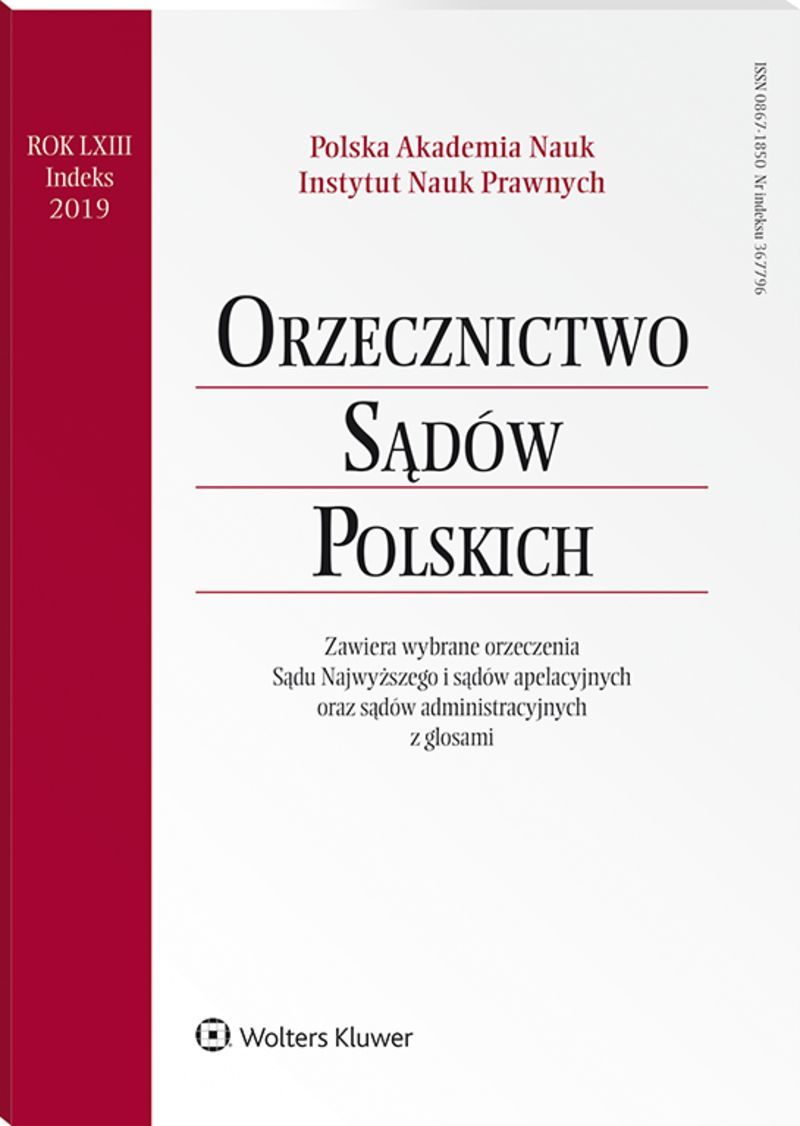 Orzecznictwo Sądów Polskich - Nr 13/2019