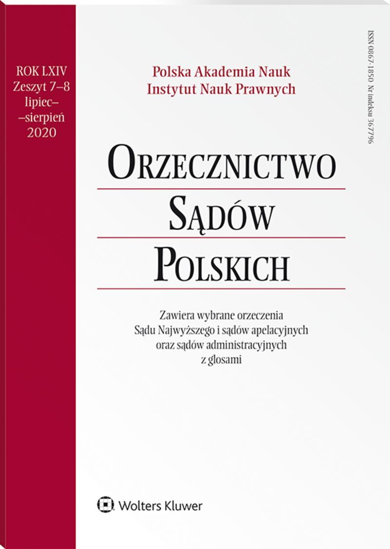 Orzecznictwo Sądów Polskich - Nr 7-8/2020