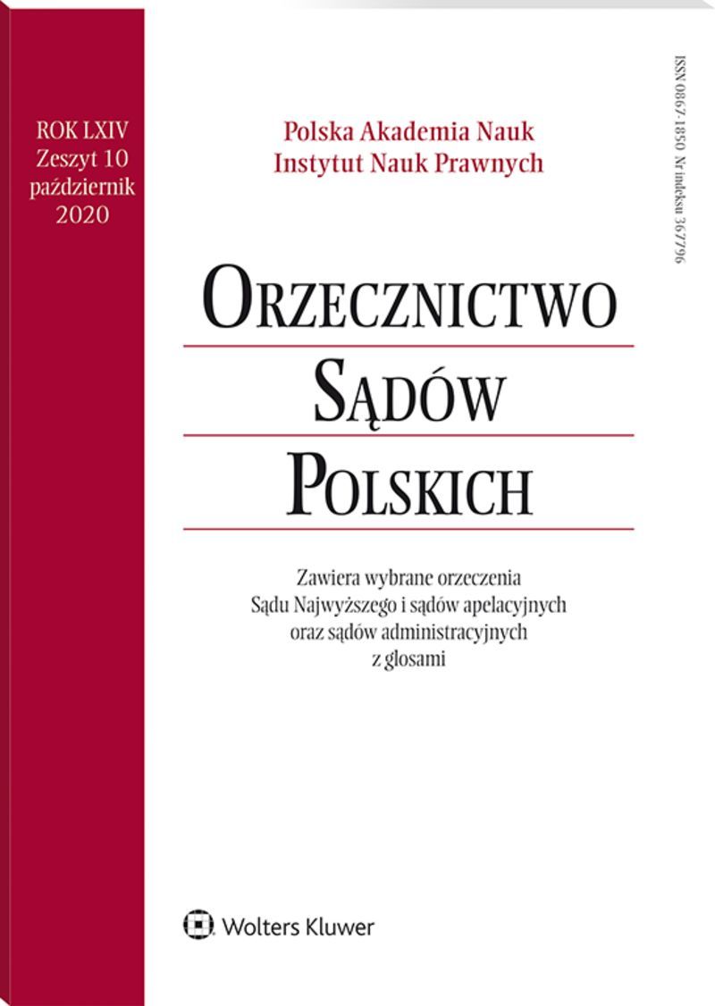 Orzecznictwo Sądów Polskich - Nr 10/2020