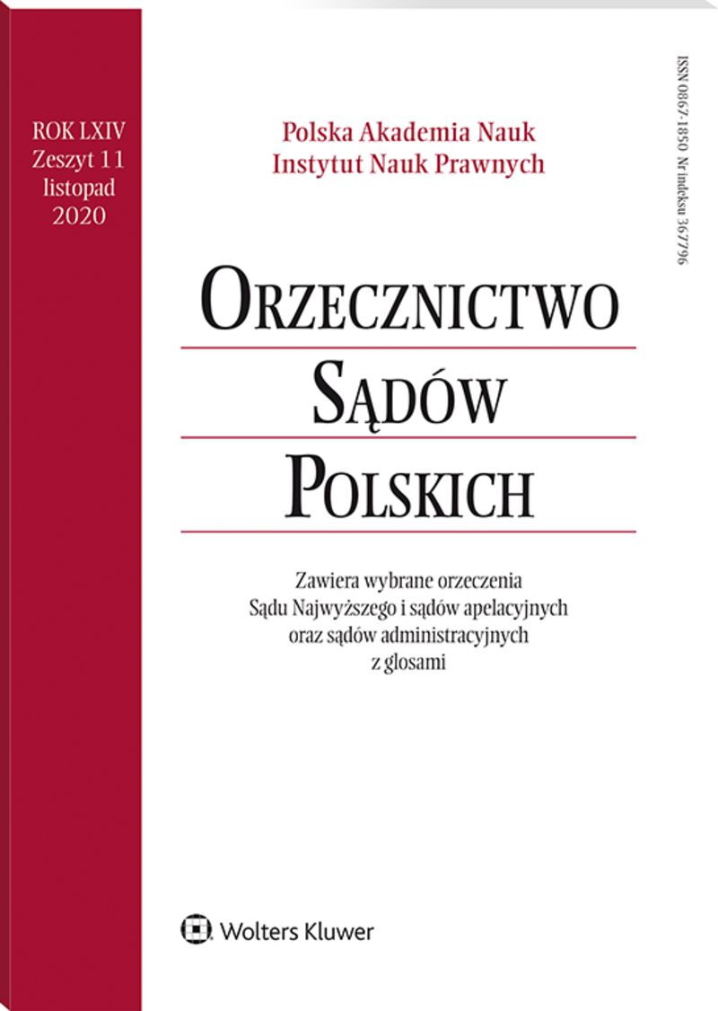 Orzecznictwo Sądów Polskich - Nr 11/2020
