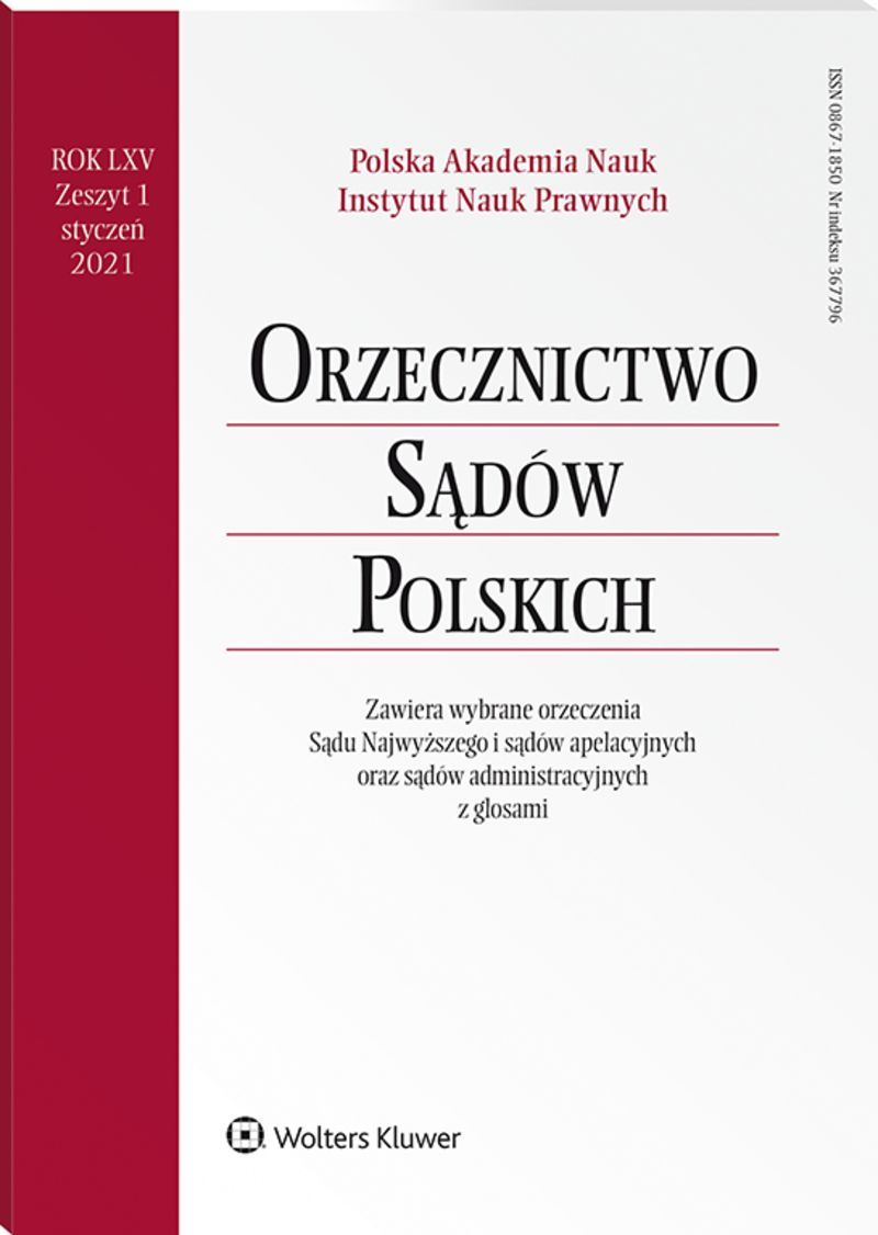 Orzecznictwo Sądów Polskich - Nr 1/2021