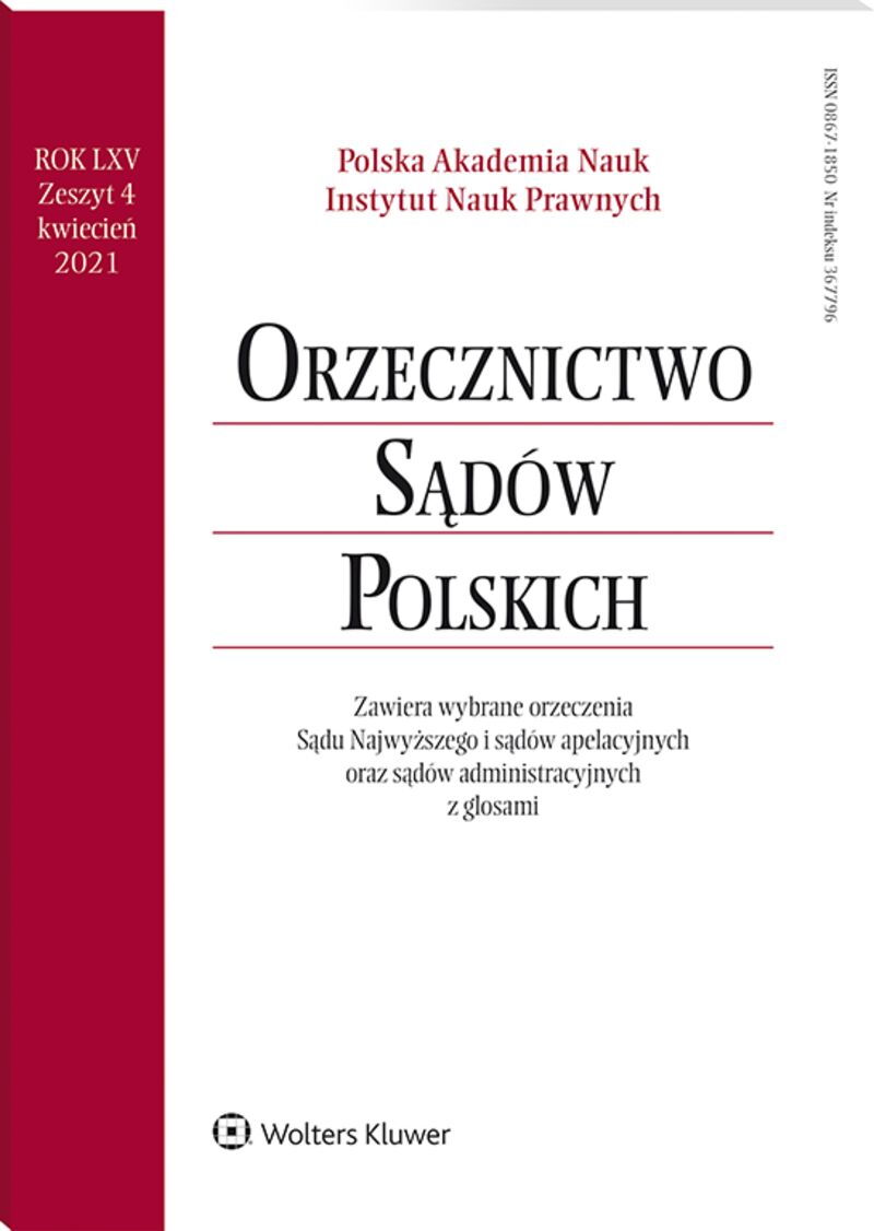 Orzecznictwo Sądów Polskich - Nr 4/2021