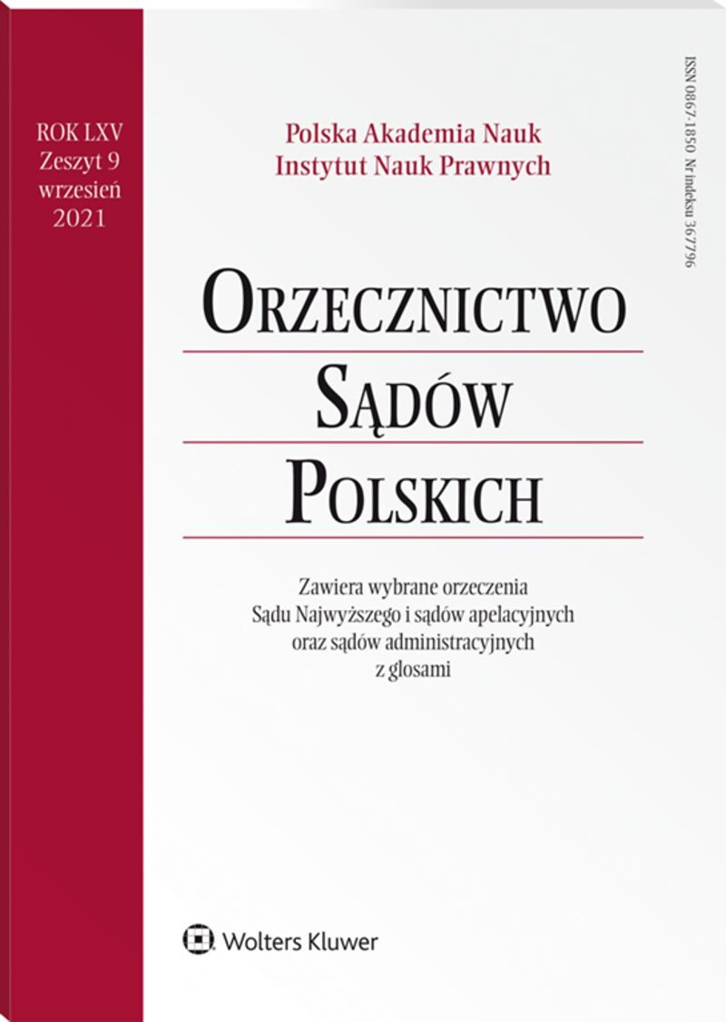 Orzecznictwo Sądów Polskich - Nr 9/2021