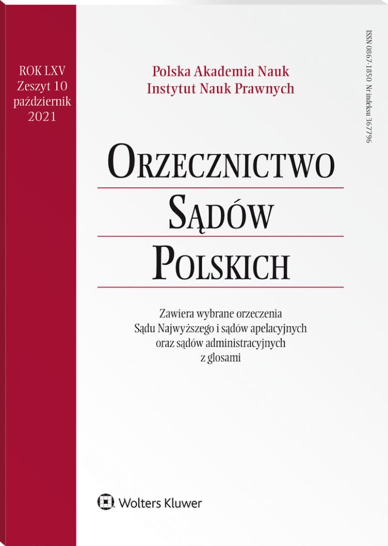 Orzecznictwo Sądów Polskich - Nr 10/2021