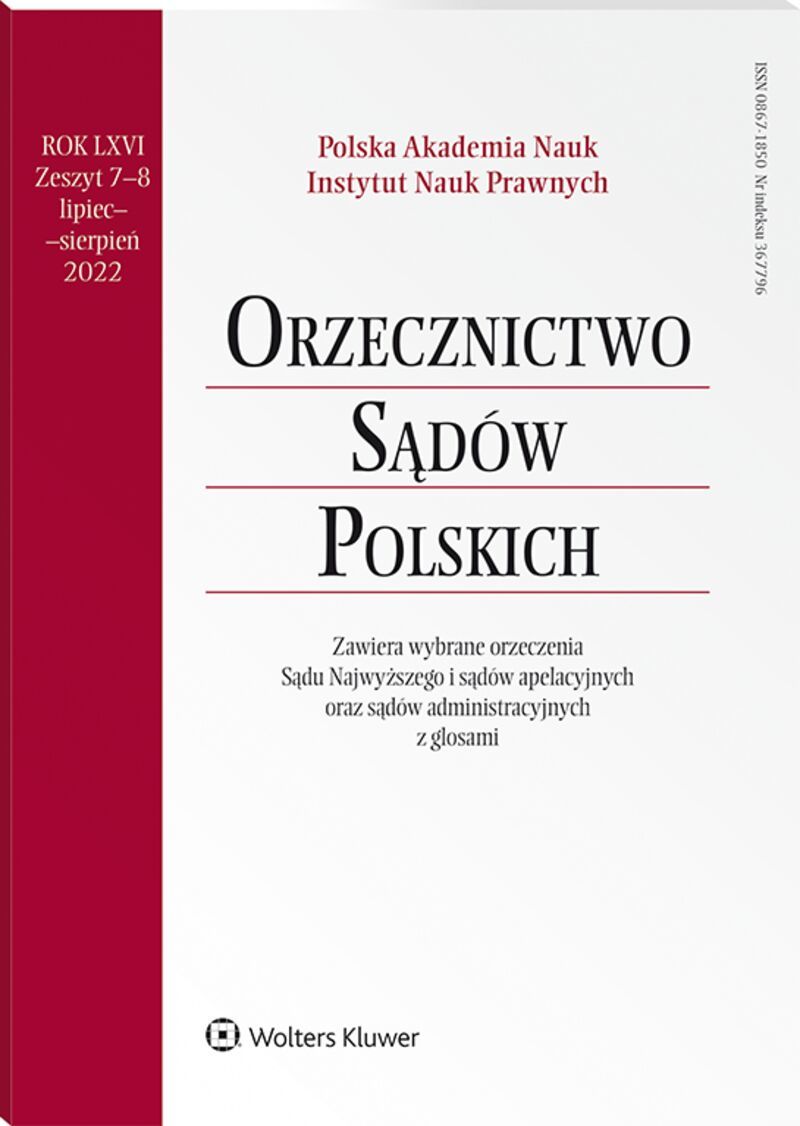 Orzecznictwo Sądów Polskich - Nr 7-8/2022