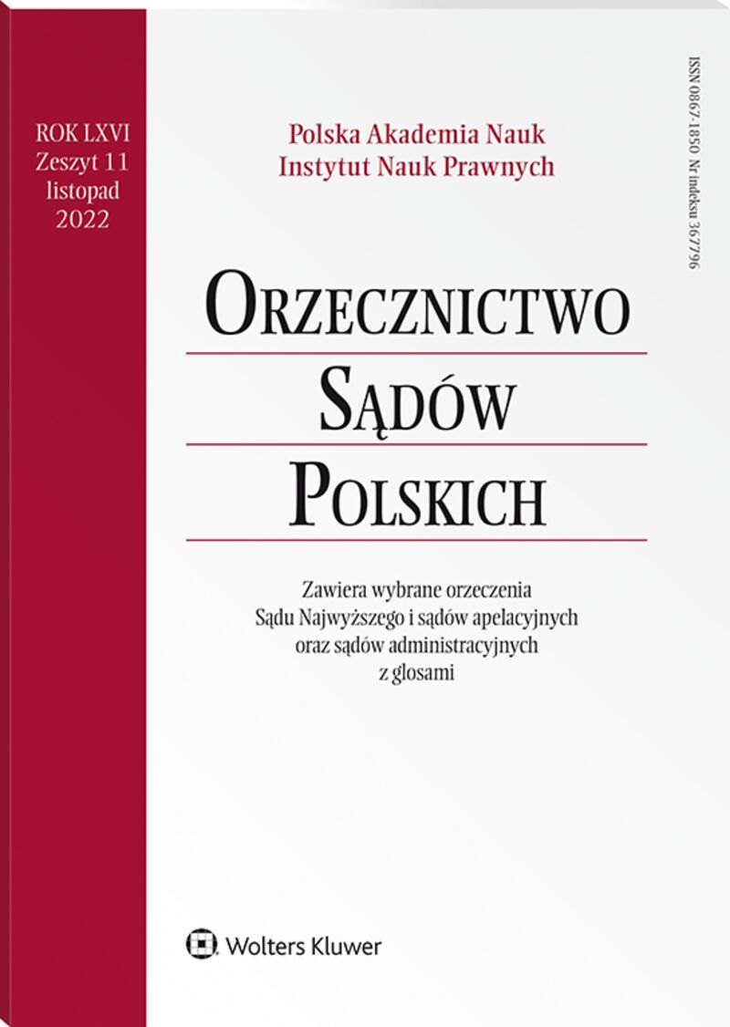 Orzecznictwo Sądów Polskich - Nr 11/2022