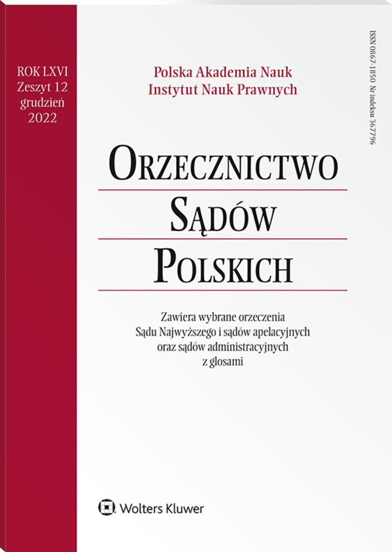 Orzecznictwo Sądów Polskich - Nr 12/2022