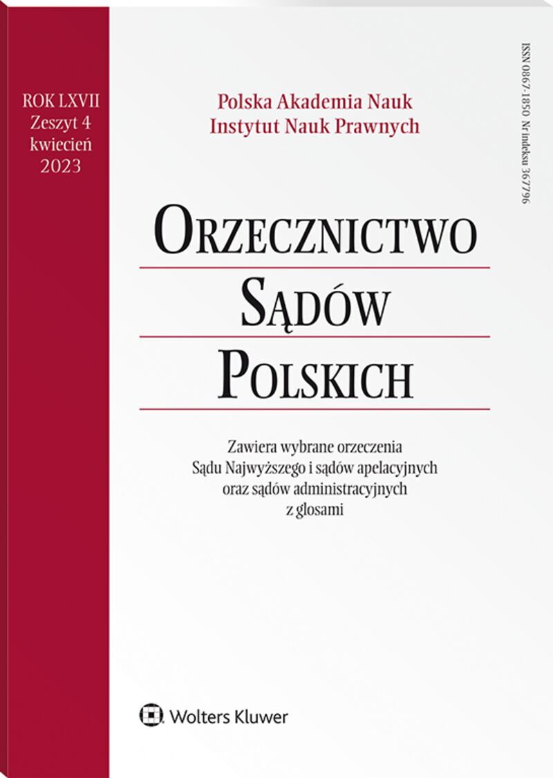 Orzecznictwo Sądów Polskich - Nr 4/2023
