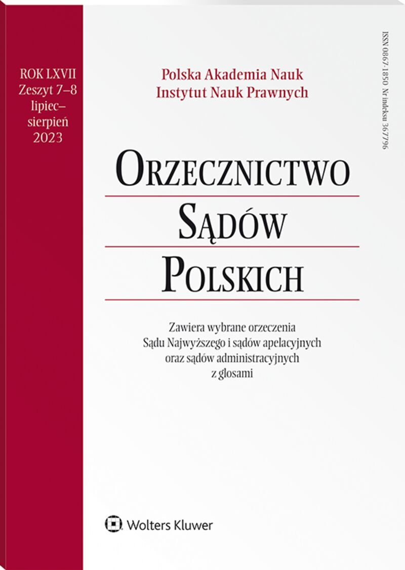 Orzecznictwo Sądów Polskich - Nr 7-8/2023