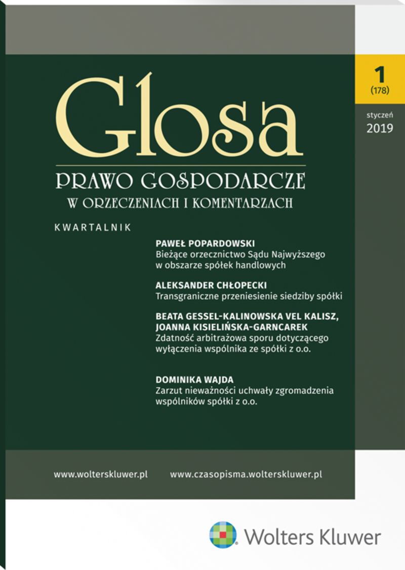 Glosa - Prawo Gospodarcze w Orzeczeniach i Komentarzach - Nr 1/2019 (178)