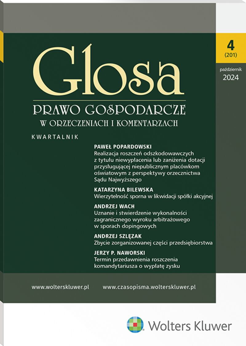 Glosa - Prawo Gospodarcze w Orzeczeniach i Komentarzach - Nr 4/2024 [201]