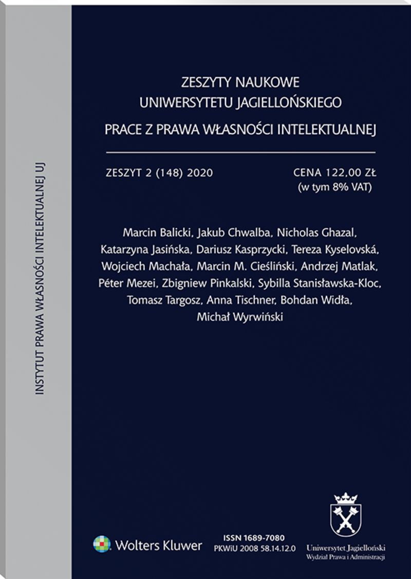 Zeszyty Naukowe Uniwersytetu Jagiellońskiego. Prace z Prawa Własności Intelektualnej - Zeszyt 2 (148)