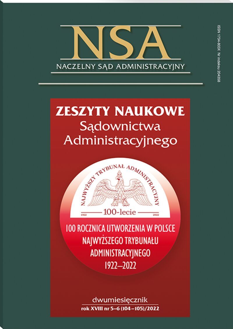 Zeszyty Naukowe Sądownictwa Administracyjnego - Nr 5-6/2022 (104-105)