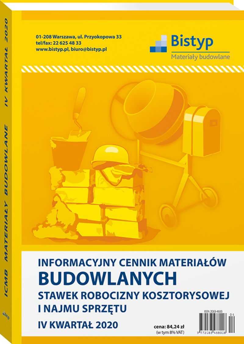 Informacyjny cennik MATERIAŁÓW BUDOWLANYCH, stawek robocizny kosztorysowej i najmu sprzętu