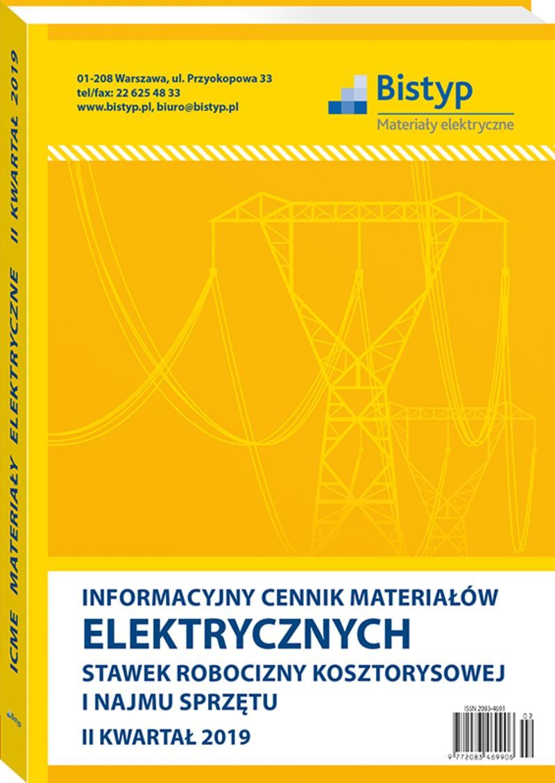 Informacyjny cennik MATERIAŁÓW ELEKTRYCZNYCH, stawek robocizny kosztorysowej i najmu sprzętu