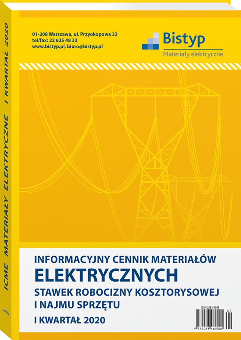 Informacyjny cennik MATERIAŁÓW ELEKTRYCZNYCH, stawek robocizny kosztorysowej i najmu sprzętu