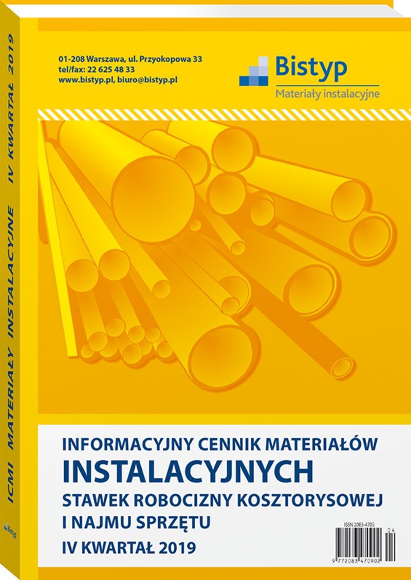 Informacyjny cennik MATERIAŁÓW INSTALACYJNYCH, stawek robocizny kosztorysowej i najmu sprzętu