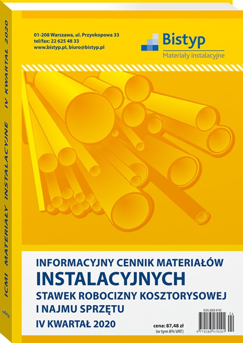 Informacyjny cennik MATERIAŁÓW INSTALACYJNYCH, stawek robocizny kosztorysowej i najmu sprzętu