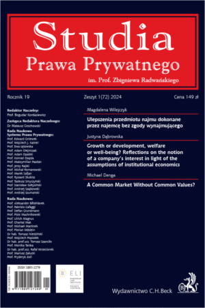 Studia Prawa Prywatnego. Zeszyt 1/2024