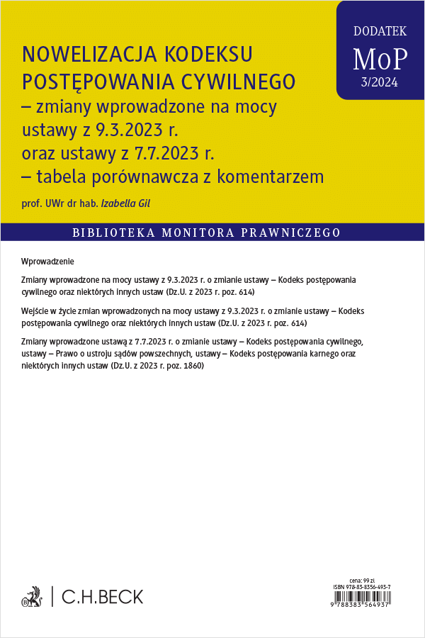 Nowelizacja Kodeksu postępowania cywilnego – zmiany wprowadzone ustawą z 9.3.2023 r. oraz innymi ustawami – tabela porównawcza z komentarzem