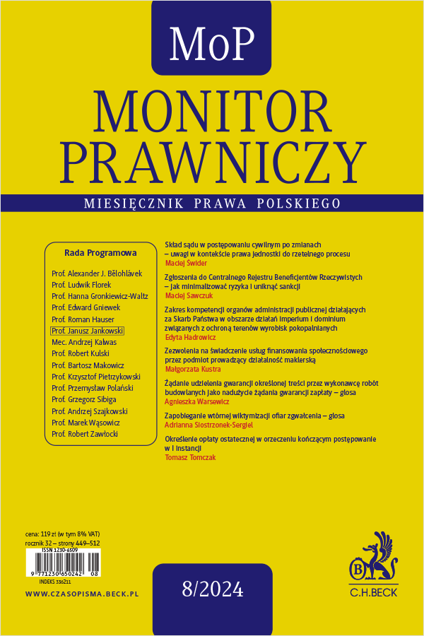 Monitor Prawniczy Nr 8/2024