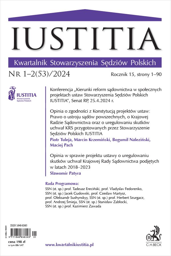 Iustitia. Kwartalnik Stowarzyszenia Sędziów Polskich Nr 1-2/2024