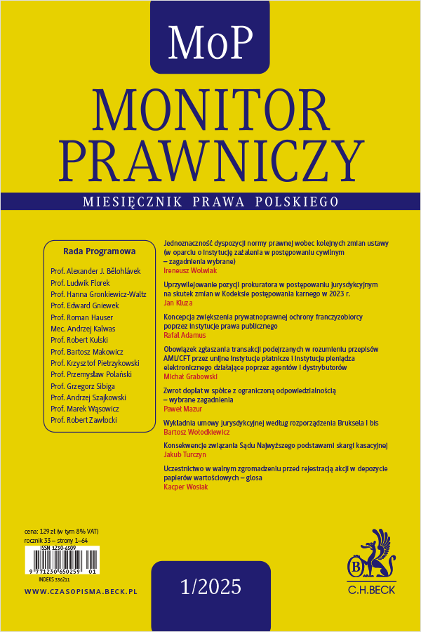 Monitor Prawniczy Nr 01/2025