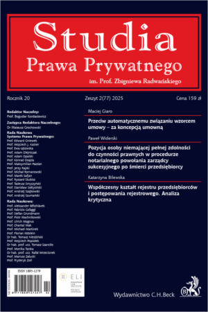 Studia Prawa Prywatnego. Zeszyt 2/2025
