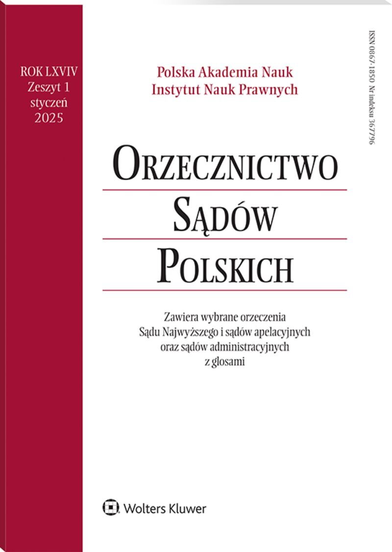 Orzecznictwo Sądów Polskich - Nr 1/2025