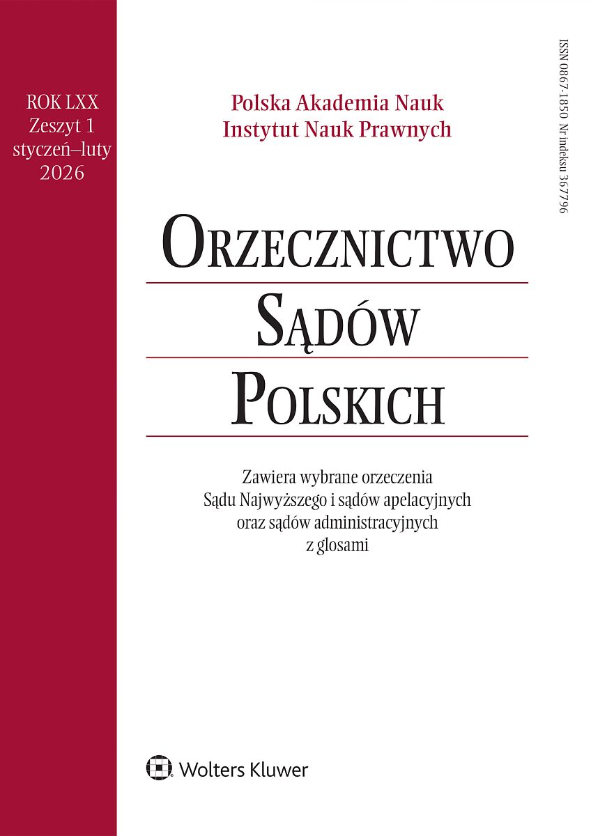 Orzecznictwo Sądów Polskich - Nr 1/2026
