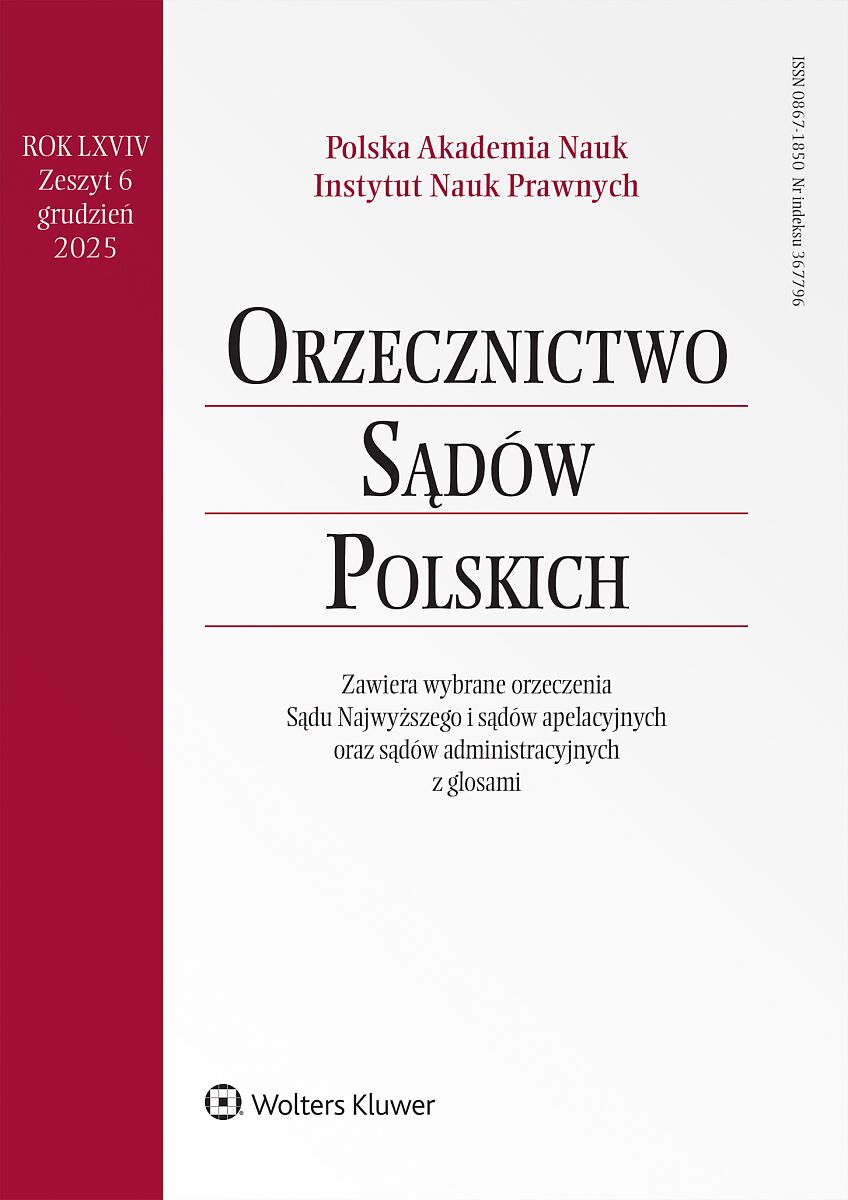 Orzecznictwo Sądów Polskich - Nr 6/2025