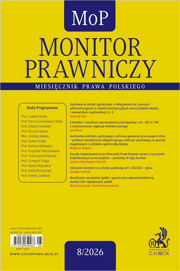 Monitor Prawniczy Nr 8/2026